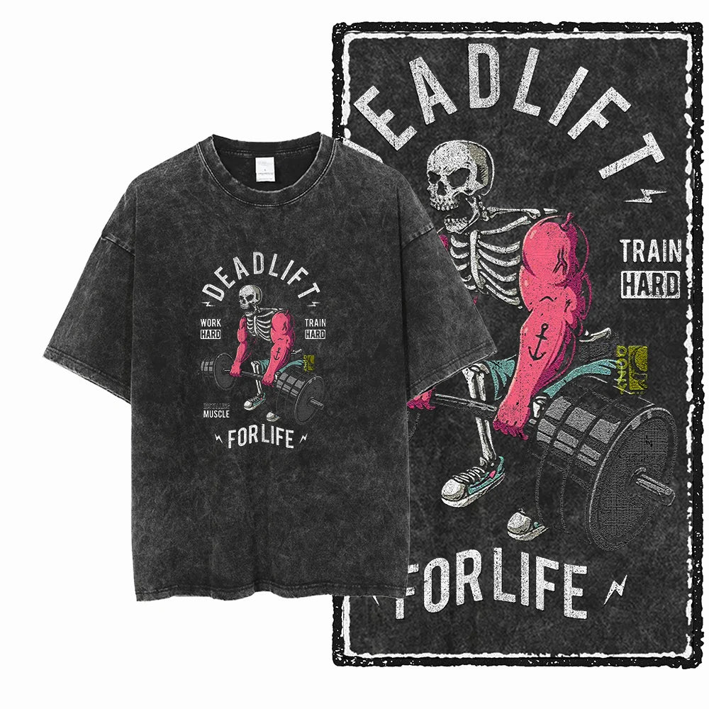 Men’s Graphic T-Shirt Acid Washed Cotton Streetwear