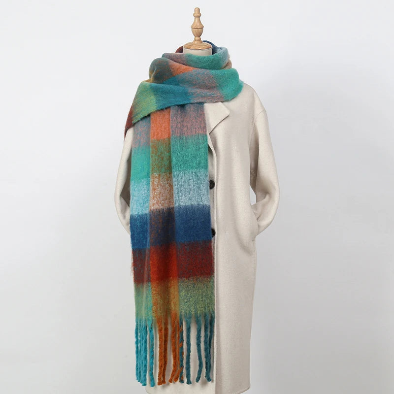 Pashmina Scarf for Women, Warm Plaid Winter Shawl Wrap