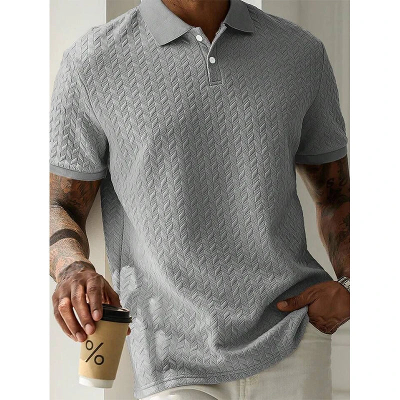 Men's Polo Shirt Short Sleeve Breathable Solid Color Casual Top