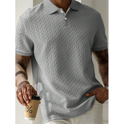 Men's Polo Shirt Short Sleeve Breathable Solid Color Casual Top
