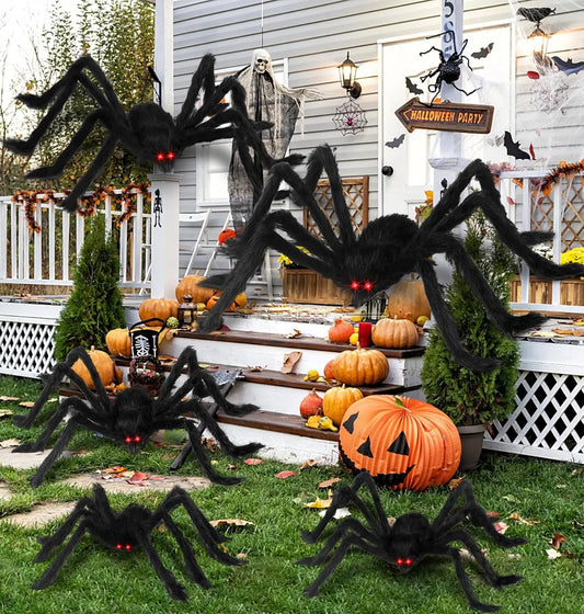 Halloween Spider Decoration, Giant Black Plush Horror Prop