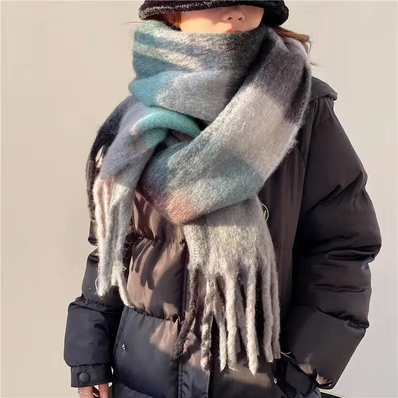 Pashmina Scarf for Women, Warm Plaid Winter Shawl Wrap