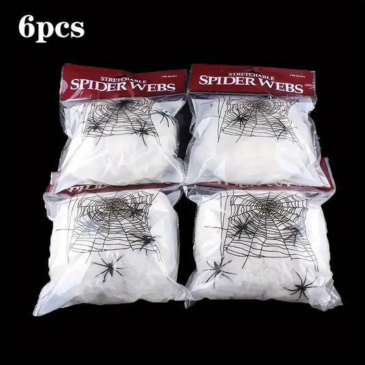 Halloween Spider Web Decoration with 2 Spiders, Stretchable Cobwebs