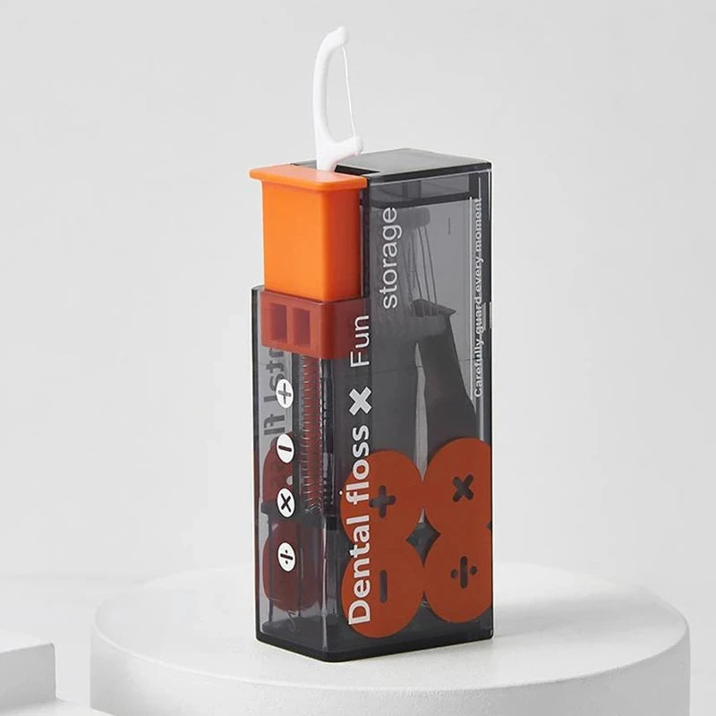 Portable Floss Dispenser with 10 Floss Picks Reusable Travel Case