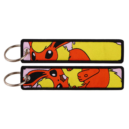 Embroidered Keychain Double-Sided Key Fob for Car & Motorcycle