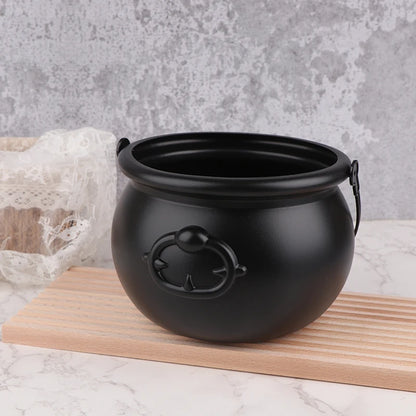 Halloween Cauldron Decoration, Plastic Candy Bucket with Handle