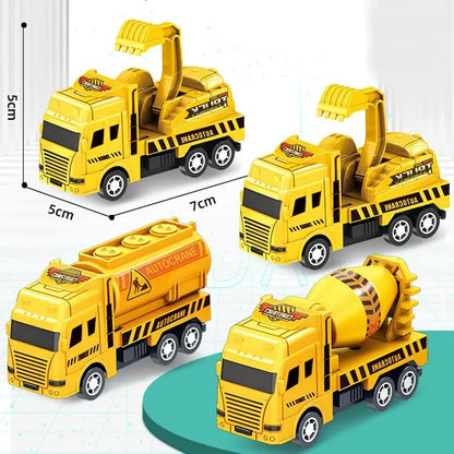 Pull Back Construction Vehicles Set of 4 Friction Powered Toy Cars