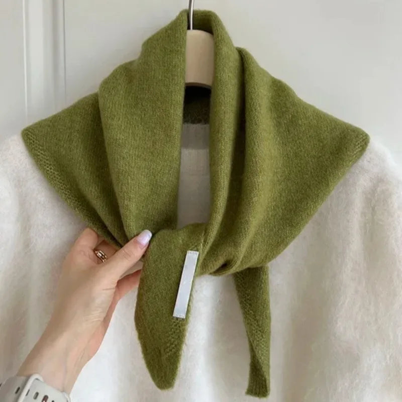 Women's Knitted Scarf Triangular Wool Blend Warm Headscarf