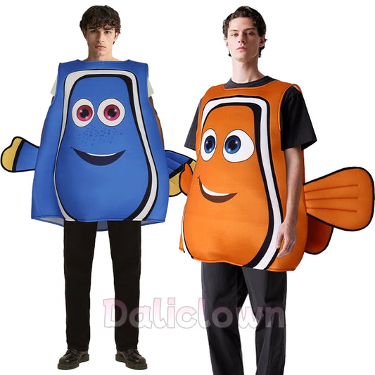 Adult Clownfish Costume Unisex Jumpsuit for Halloween Cosplay