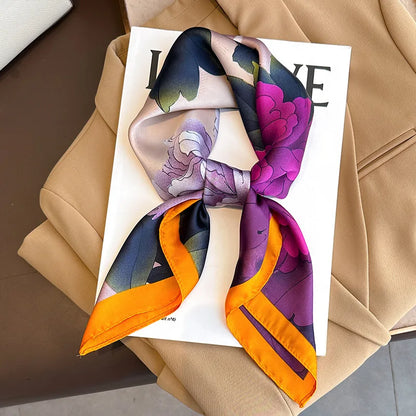 Women's Square Scarf, 70×70cm Printed Satin-Style Headscarf