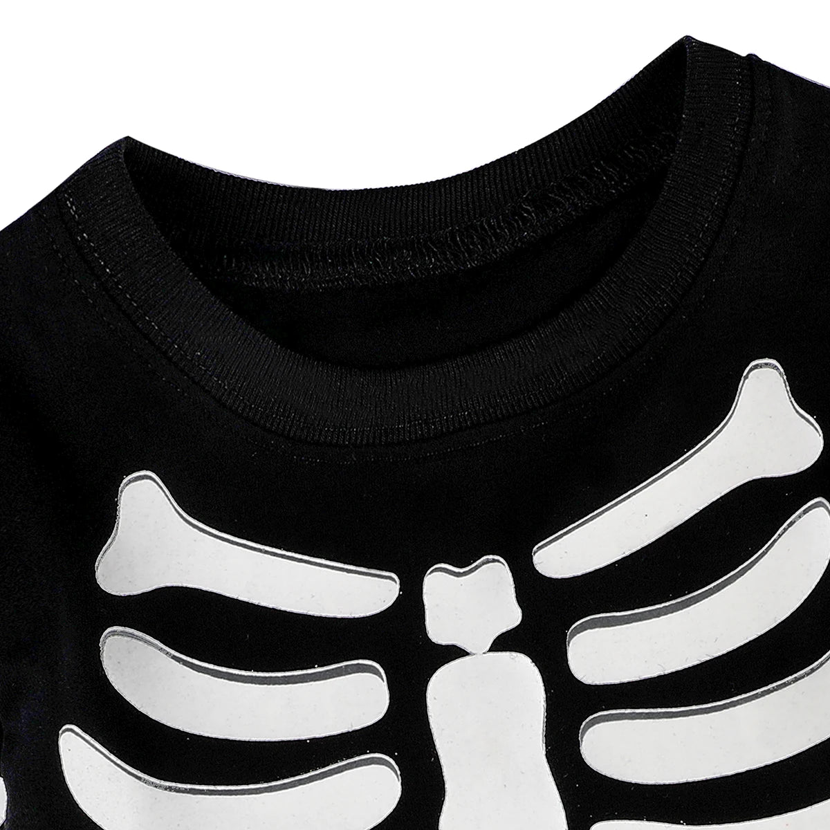 Kids Skeleton Costume Halloween Skull Pajamas Top and Pants Set