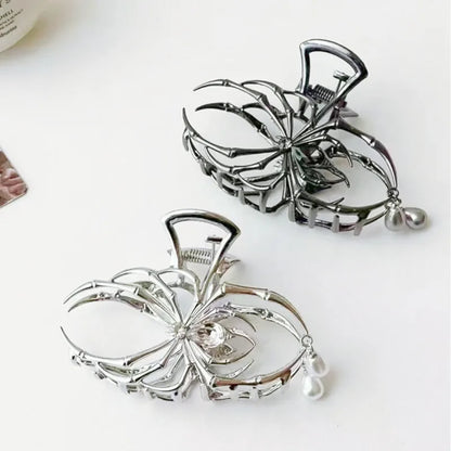 Y2K Hair Claw Clip, Rhinestone Pearl Skull Design for Women