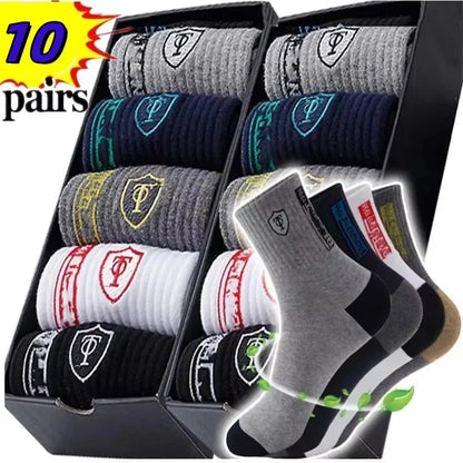 Men's Crew Socks Breathable Cotton Sports Socks 5/10 Pairs
