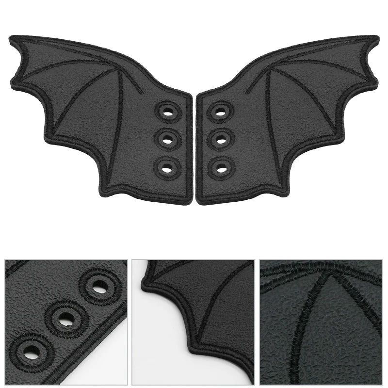 Bat Shoe Charms Embroidered Wings for Sneakers & Halloween