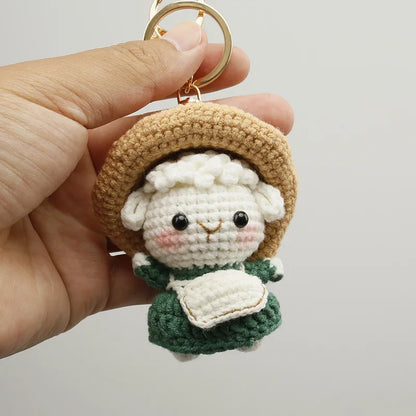 Sheep Keychain Cute Crochet Animal Keyring for Bags and Keys