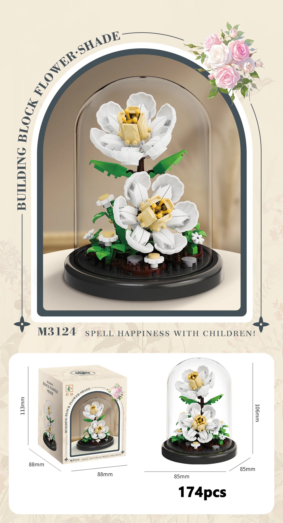 Flower Bouquet Building Blocks DIY Plant Model for Home Decor
