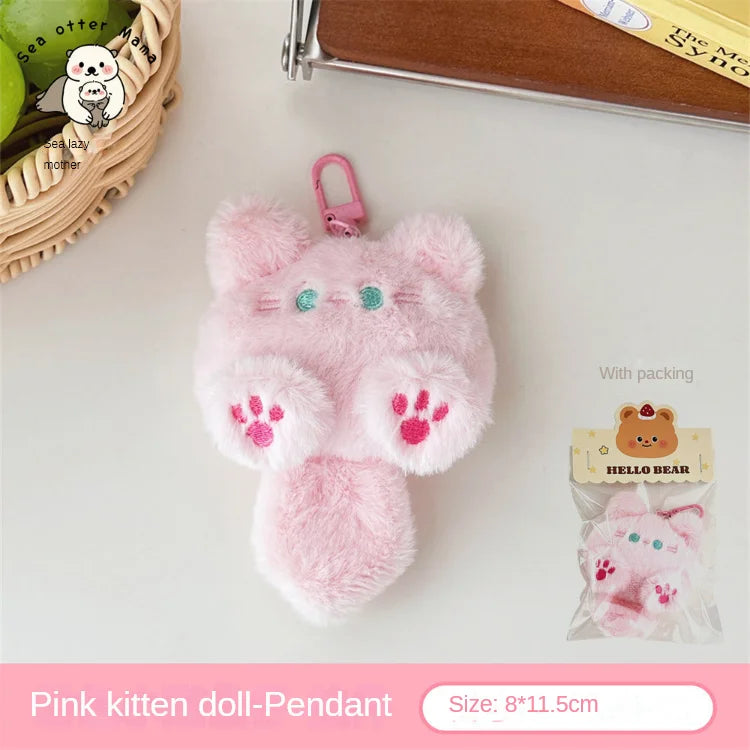 Cat Plush Keychain  Cute Soft Cat Bag Charm Pendant