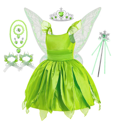 Girls Fairy Costume Dress with Wings for Halloween & Parties