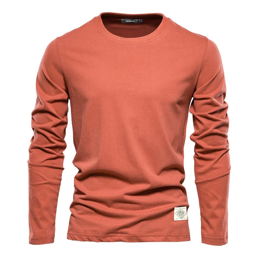 Men's Long Sleeve T-Shirt 100% Cotton Casual O-Neck Top
