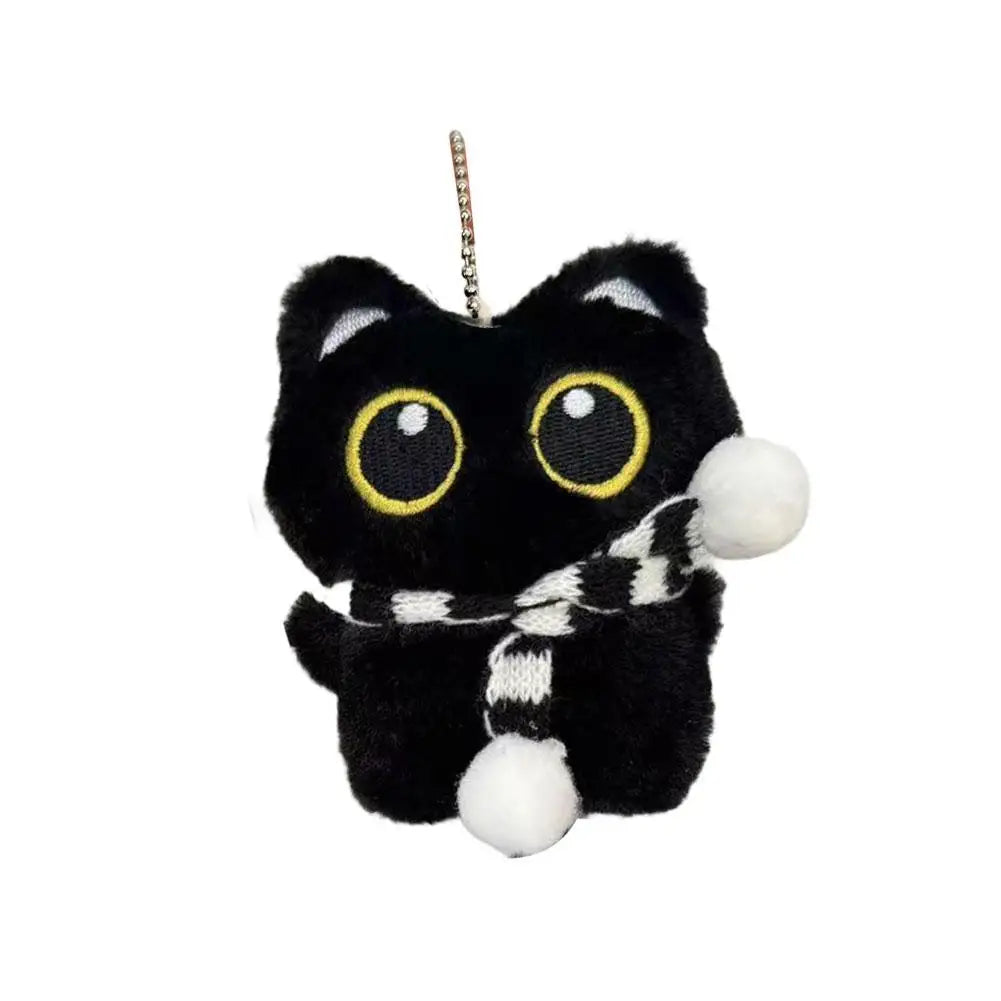 Black Cat Plush Keychain 10cm Cute Bag Charm Pendant