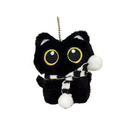 Black Cat Plush Keychain 10cm Cute Bag Charm Pendant