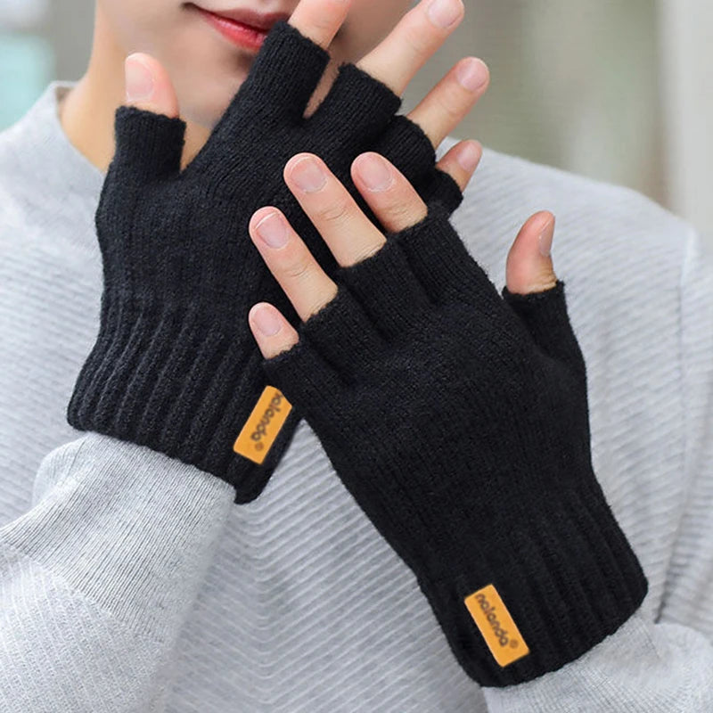 Fingerless Winter Gloves Warm Knit Elbow Length Touchscreen Gloves