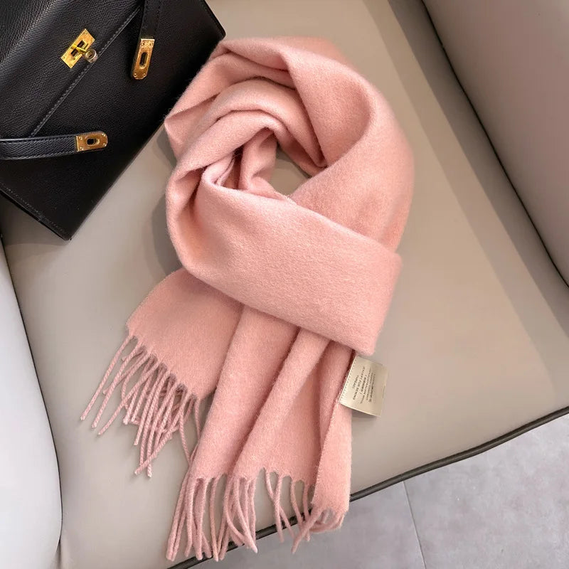 Wool Winter Scarf – 100% Wool Warm Solid Color Wrap