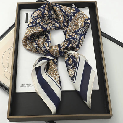 Women’s Square Scarf 70x70cm – Silk Feel Printed Hair Wrap