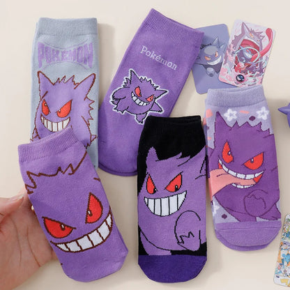 Men’s Ankle Socks Cartoon Print Lightweight Casual 5-Pair Set