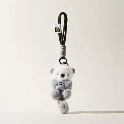 Otter Plush Keychain Cute Animal Bag Charm with Fish
