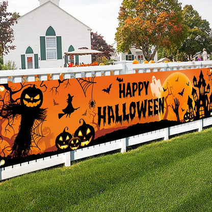Halloween Outdoor Banner – Pumpkin and Bat Party Decoration
