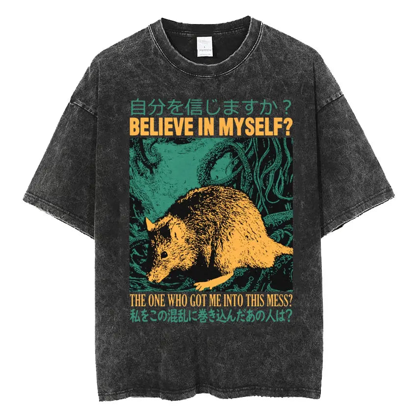Men’s Oversized T-Shirt Retro Washed Funny Graphic Print
