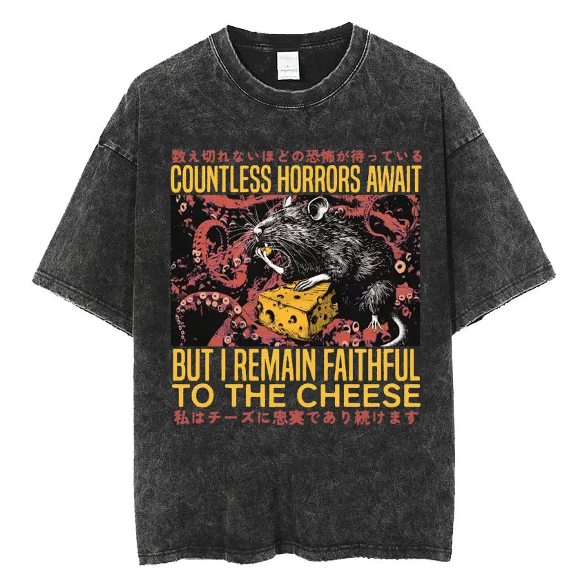 Men’s Oversized T-Shirt Retro Washed Funny Graphic Print