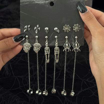 Halloween Gothic Earrings, Red Crystal Skull Drop Jewelry