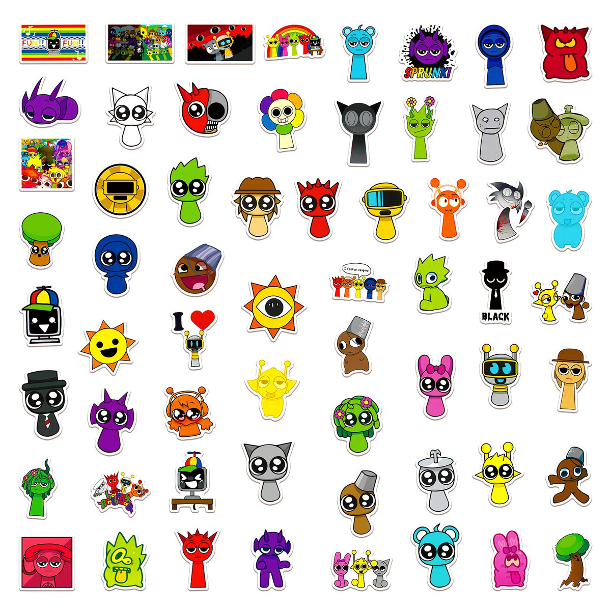 60Pcs Waterproof Stickers Pack for Laptop, Phone, Luggage & Skateboard