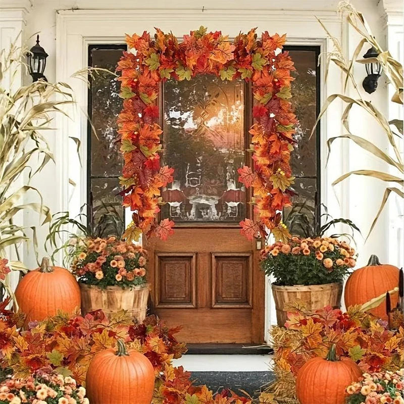 Artificial Maple Leaf Garland 2M, Autumn Fall Vine Decoration