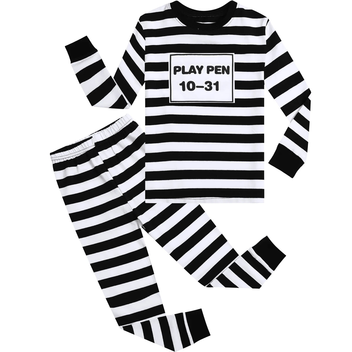 Kids Skeleton Costume Halloween Skull Pajamas Top and Pants Set