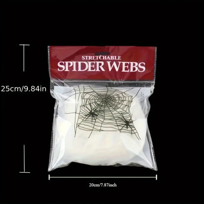 Halloween Spider Web Decoration with 2 Spiders, Stretchable Cobwebs