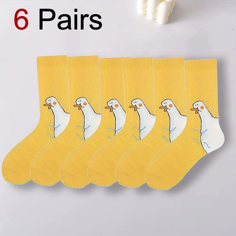 Women's Cartoon Socks, Cute Funny Goose Casual Socks