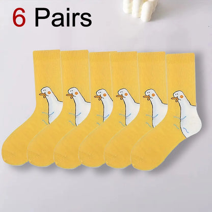 Women's Cartoon Socks, Cute Funny Goose Casual Socks