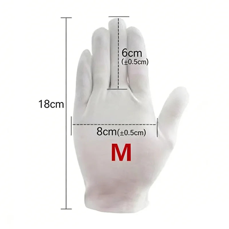 White Cotton Gloves, Lightweight Breathable Etiquette Work Gloves