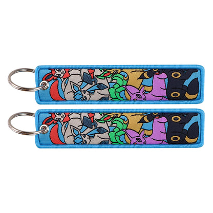 Embroidered Keychain Double-Sided Key Fob for Car & Motorcycle