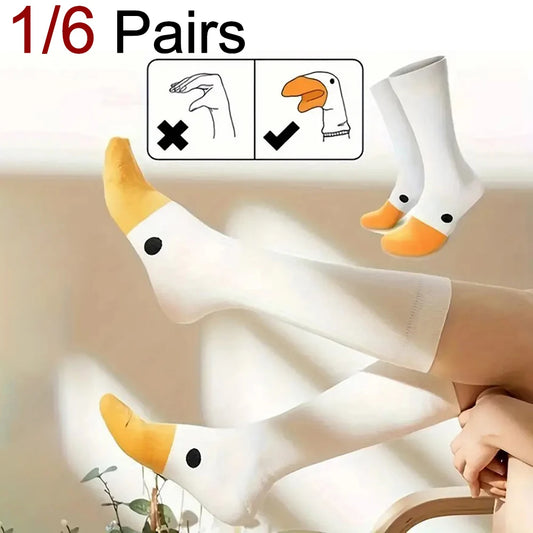 Women's Cartoon Socks, Cute Funny Goose Casual Socks