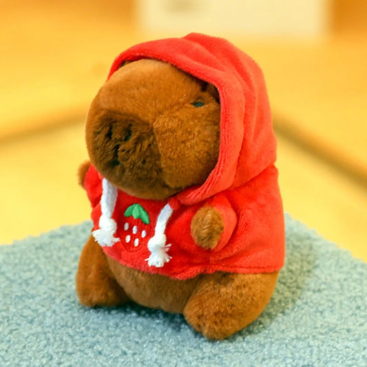 Capybara Plush Toy with Hoodie Wings – Mini Stuffed Animal Keychain