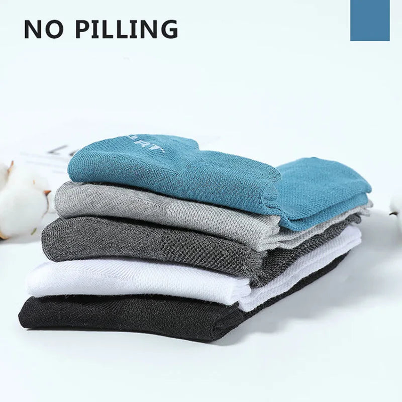 Men's Ankle Socks Breathable Mesh Summer Sports Socks 5-Pair