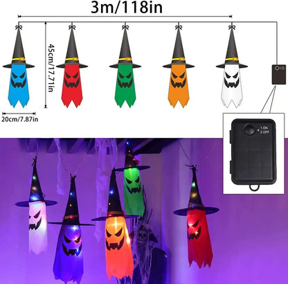 Halloween Witch Hat String Lights, 5-Piece LED Decoration Set