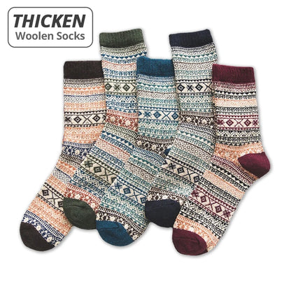 Men's Winter Socks Thick Wool Blend Warm Crew Socks 5-Pair