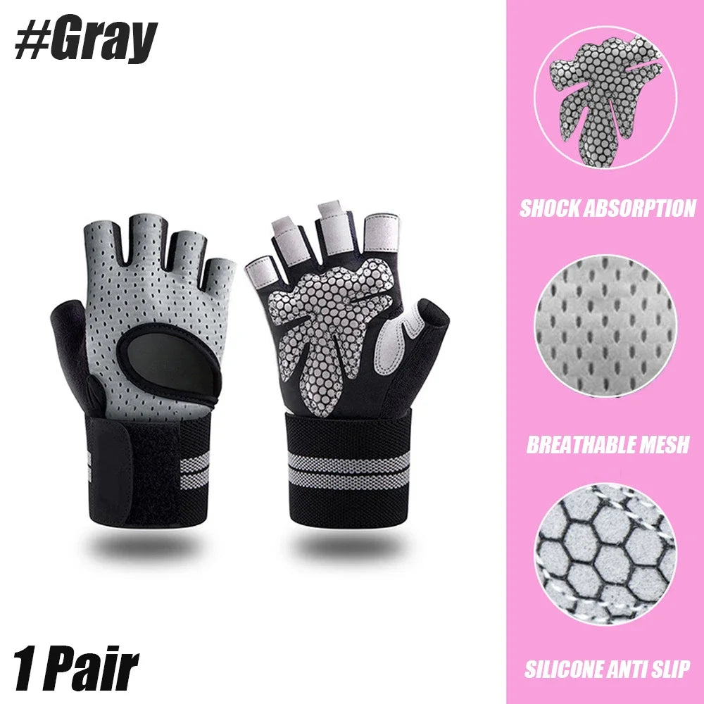 Gym Workout Gloves Half Finger Weightlifting Wrist Support