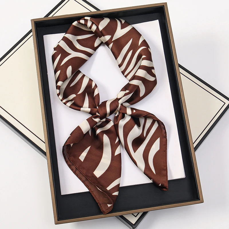 Women’s Square Scarf 70x70cm – Silk Feel Printed Hair Wrap