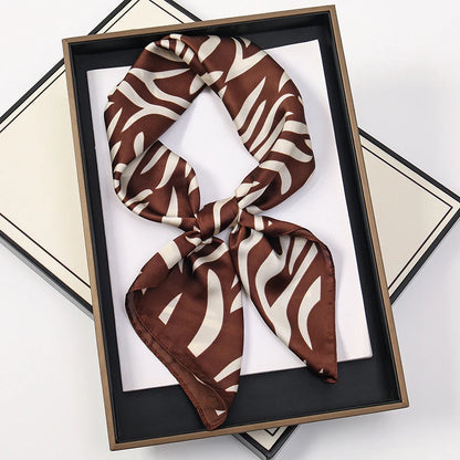 Women’s Square Scarf 70x70cm – Silk Feel Printed Hair Wrap